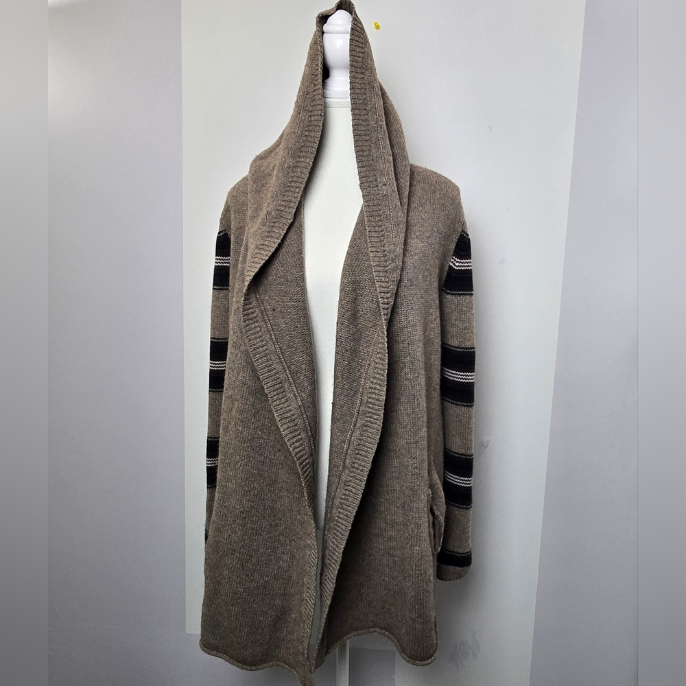 360 Cashmere Brown Open Knit Wool & Cashmere Blend Cardigan, Sz M (PTP 19")